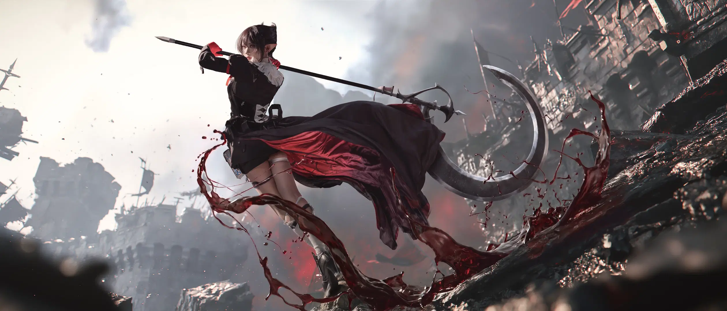 [Entelechia cosplay] The Red and Black Melody of the Arknights Wasteland Battlefield by 倾朮HOSTTEnd - Image 2