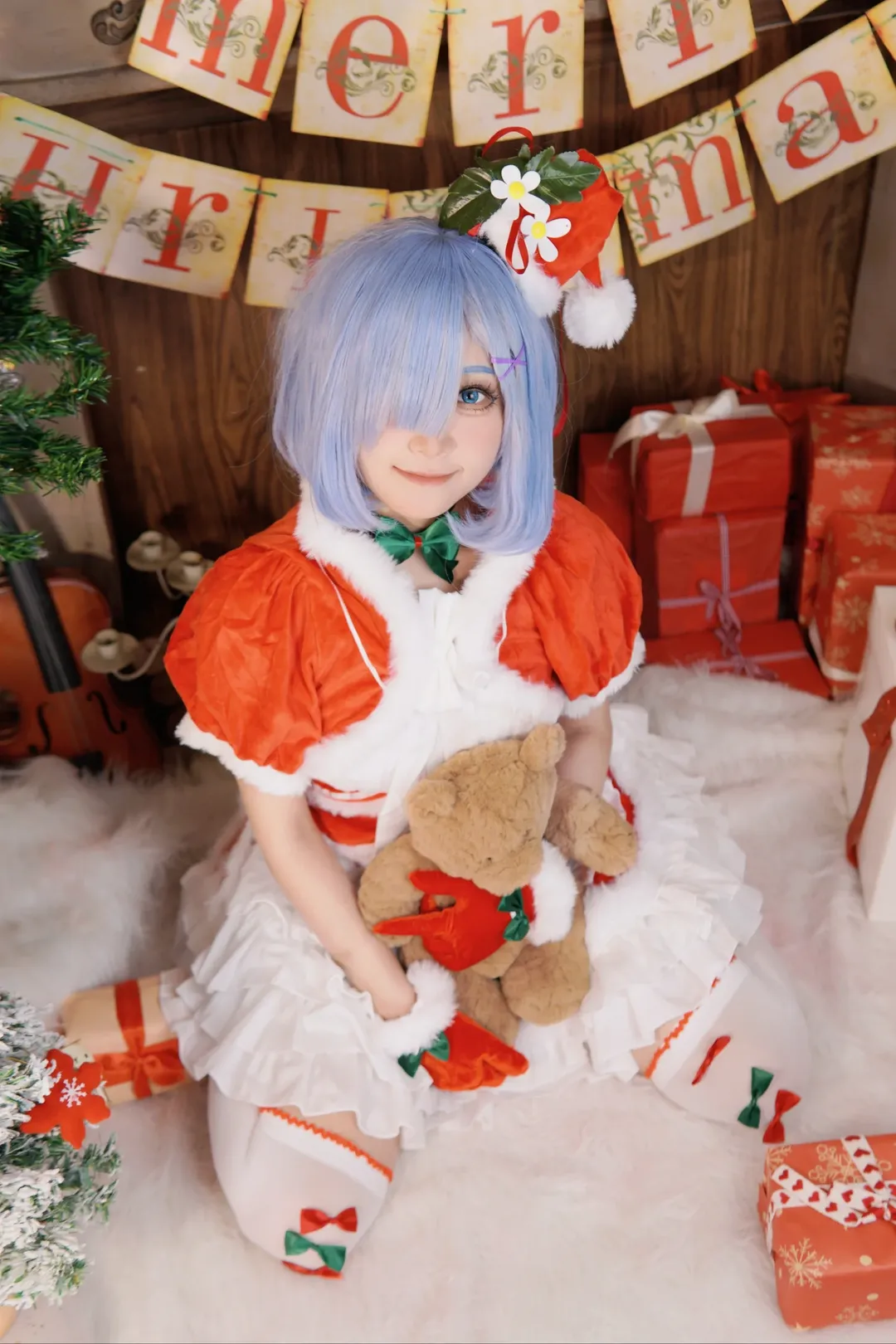 从零开始的异世界生活, 蕾姆cos, cosplay摄影, 圣诞cosplay, 白丝cos - 第1张