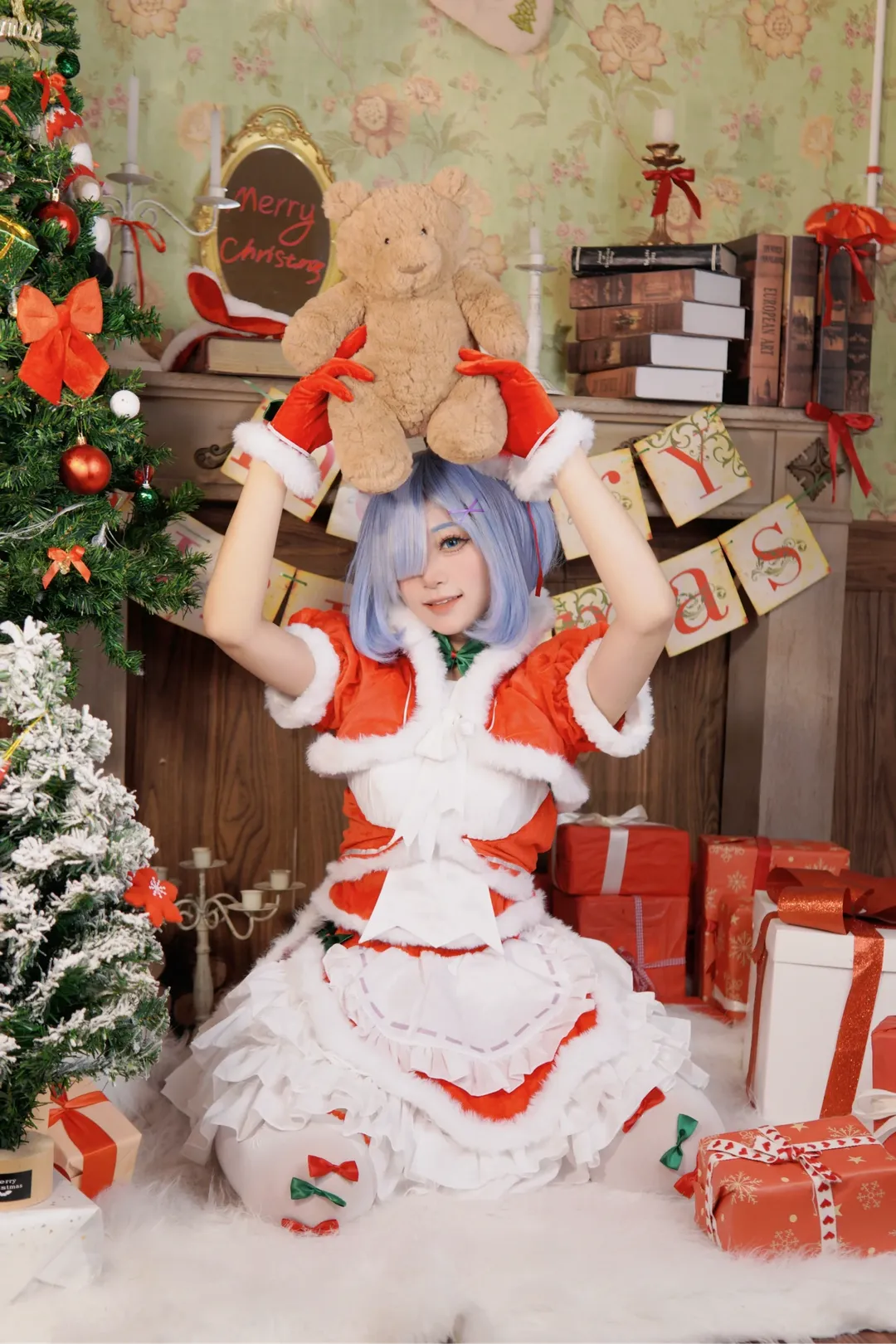 从零开始的异世界生活, 蕾姆cos, cosplay摄影, 圣诞cosplay, 白丝cos - 第3张