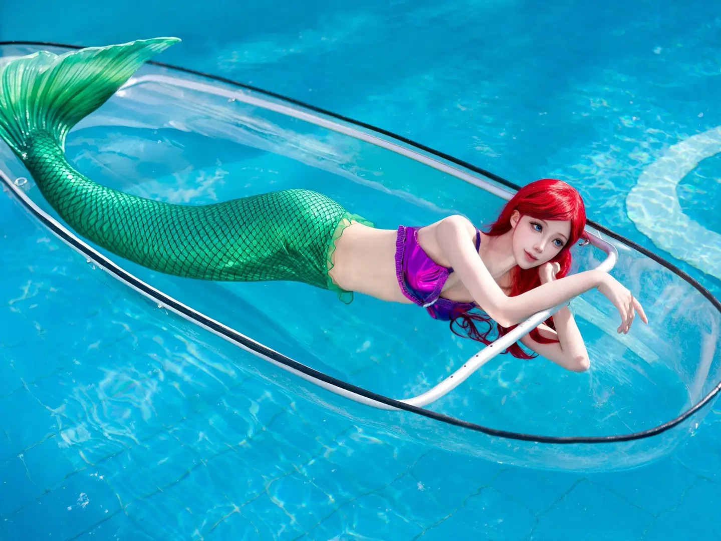 cosplay, Mermaid Princess, Outdoor pool location shoot, Ariel cosplay, The Little Mermaid