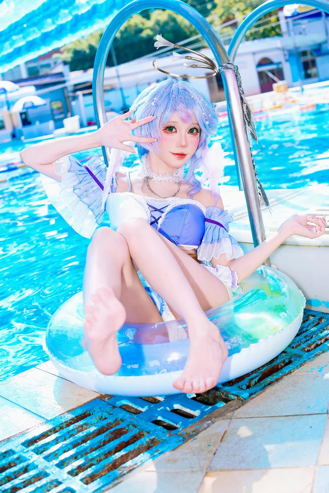 【知更鸟cos】崩坏星穹铁道知更鸟同人泳装，夏日泳池里的清凉光影 - 摄影小超 - 第2张