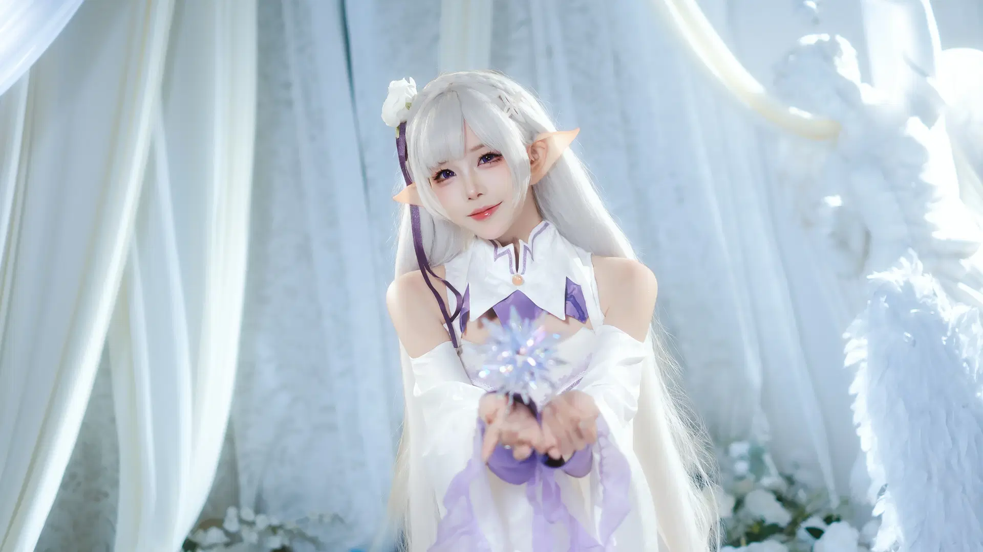 [Emilia cosplay] Re:Zero − Starting Life in Another World, Ice and snow theme of the pure white elf by Tsubaki - Image 4