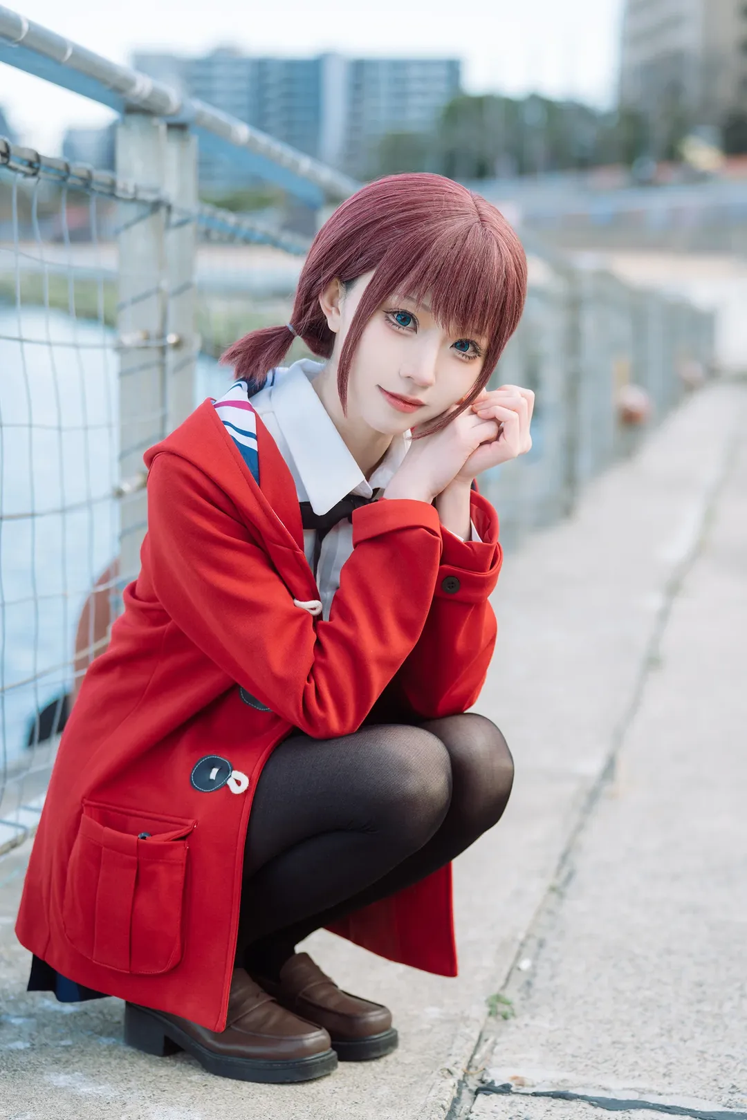 アウトドア撮影, 黒ストッキングコスプレ, 井芹仁菜コスプレ, 日本の制服, ガールズバンドクライ