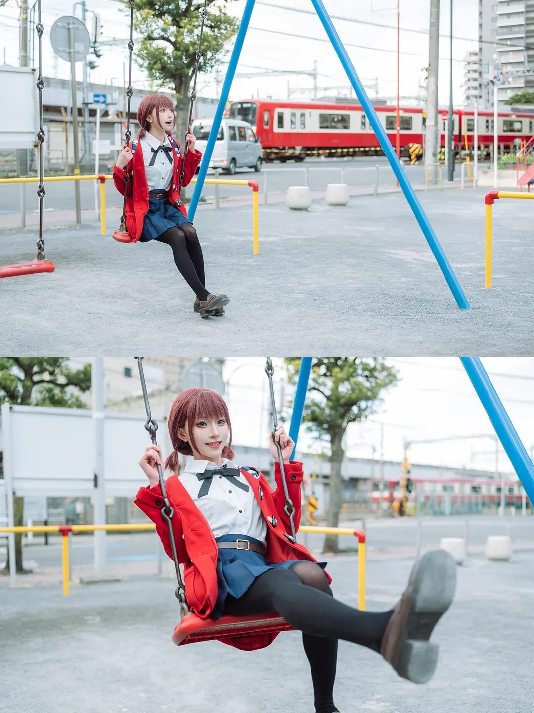 アウトドア撮影, 黒ストッキングコスプレ, 井芹仁菜コスプレ, 日本の制服, ガールズバンドクライ - 15枚目