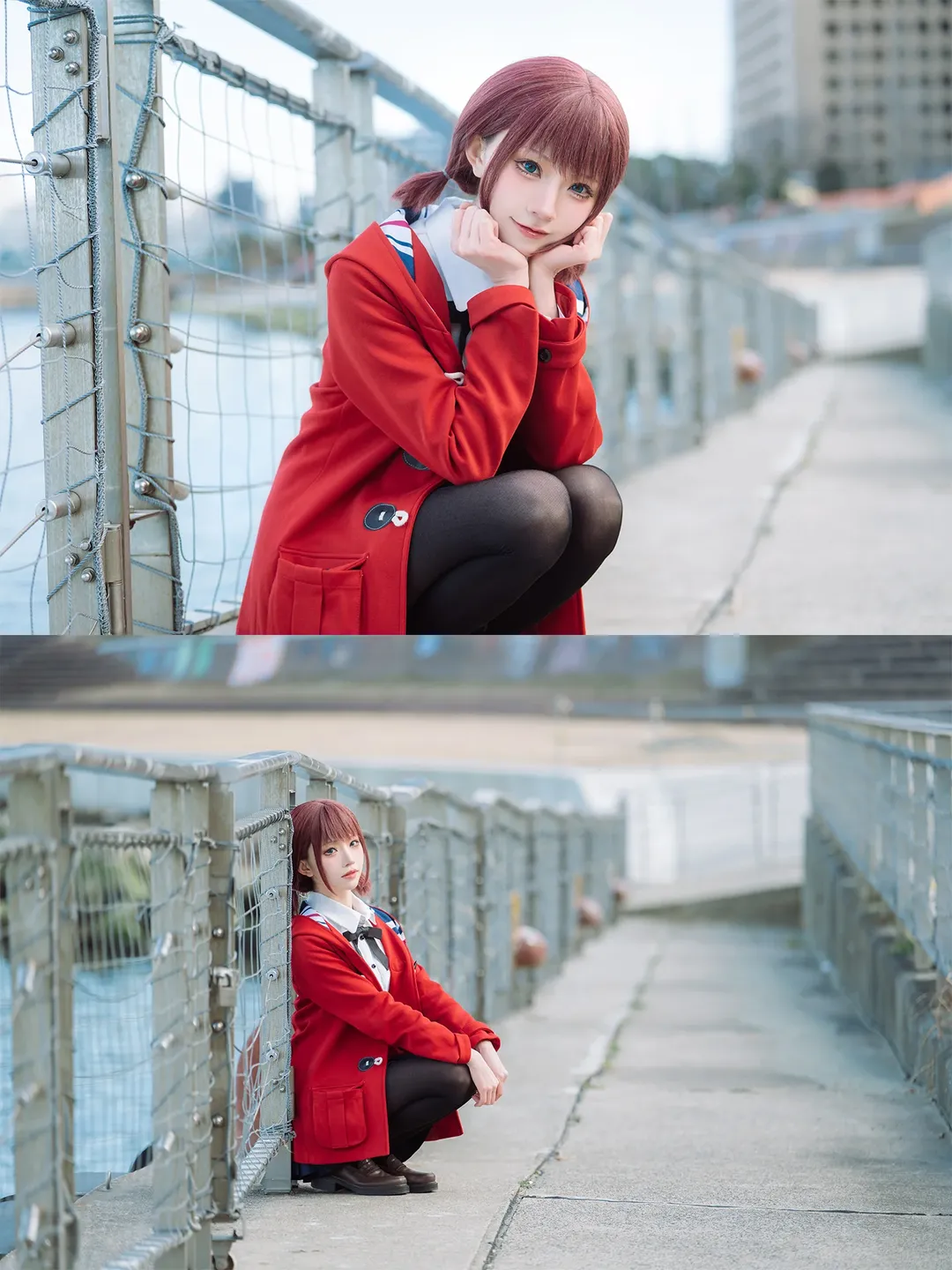 アウトドア撮影, 黒ストッキングコスプレ, 井芹仁菜コスプレ, 日本の制服, ガールズバンドクライ - 5枚目