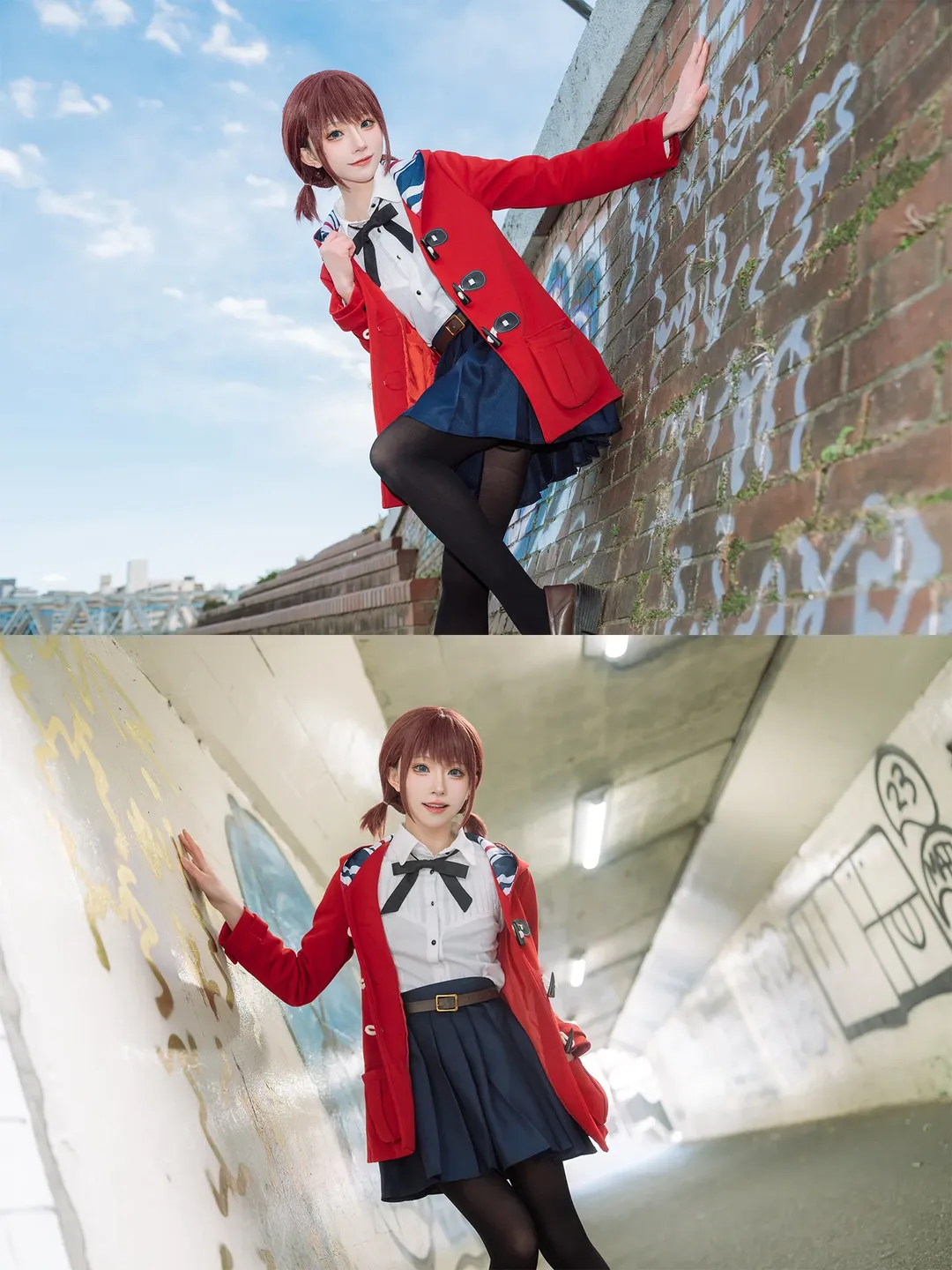 アウトドア撮影, 黒ストッキングコスプレ, 井芹仁菜コスプレ, 日本の制服, ガールズバンドクライ - 8枚目