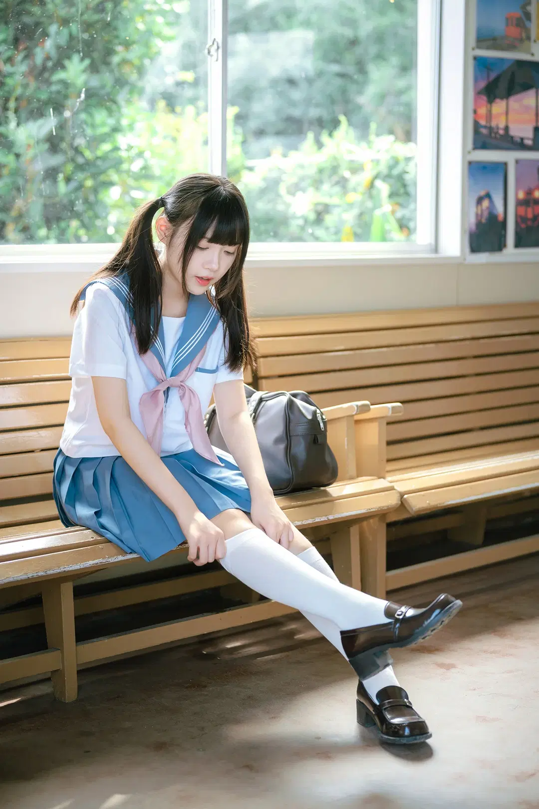 Summer JK Uniform Photoshoot: The Seaside Shimonada Station in Iyo Is Absolutely Picture-Perfect by HIRO_午饭饭 - Image 13