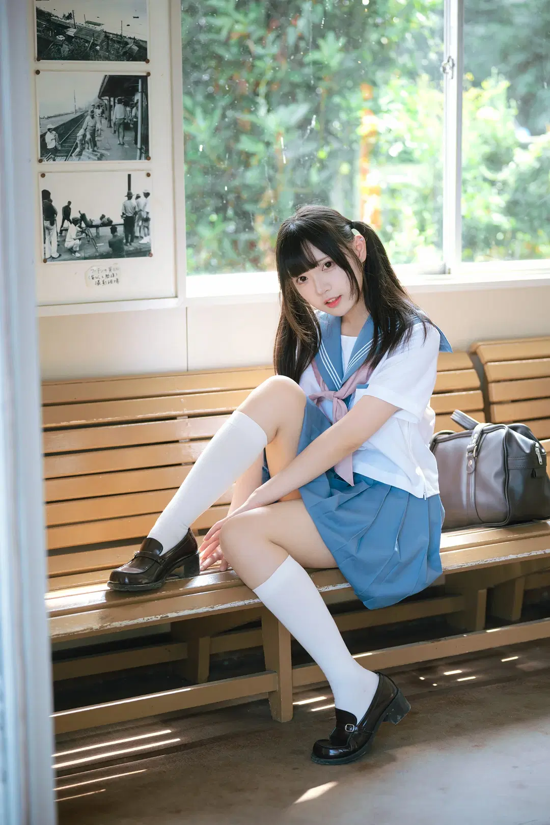 Summer JK Uniform Photoshoot: The Seaside Shimonada Station in Iyo Is Absolutely Picture-Perfect by HIRO_午饭饭 - Image 15