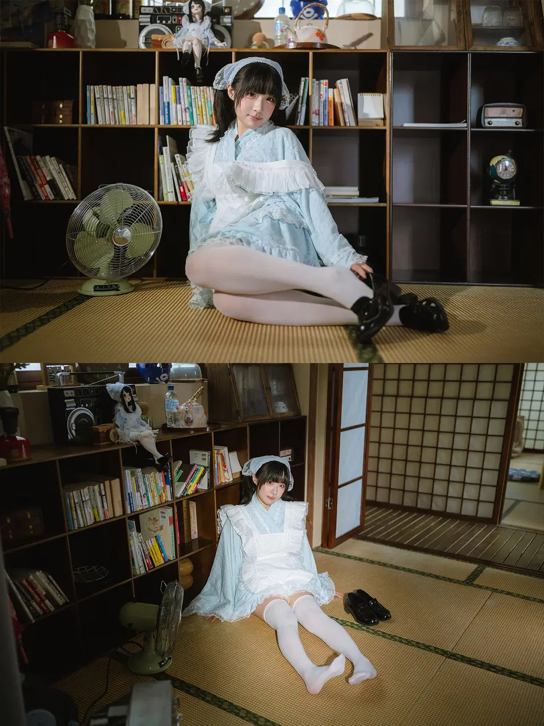 Mint White Chocolate Themed Photoshoot: Luminous Wooden Cabin Paired with Pale Blue Dress and White Stockings by HIRO_午饭饭 - Image 15