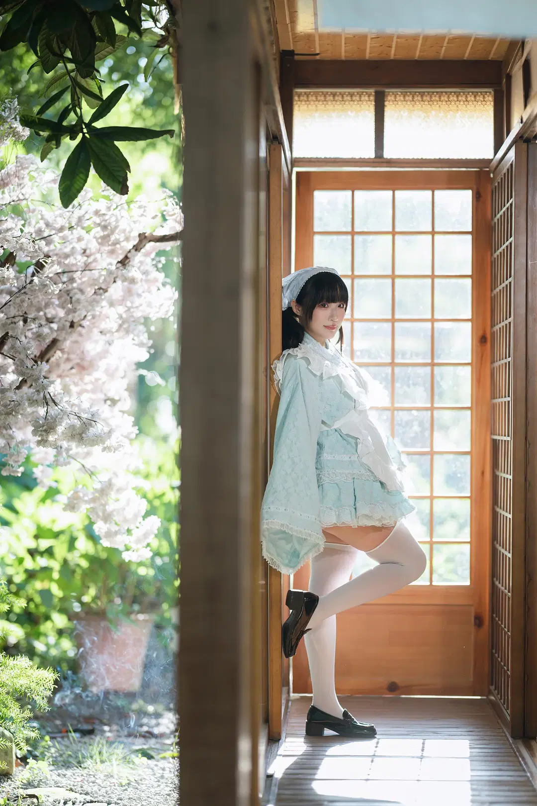 cosplay摄影, 洛丽塔洋装, 白色丝袜, 日式木屋写真, 薄荷白巧