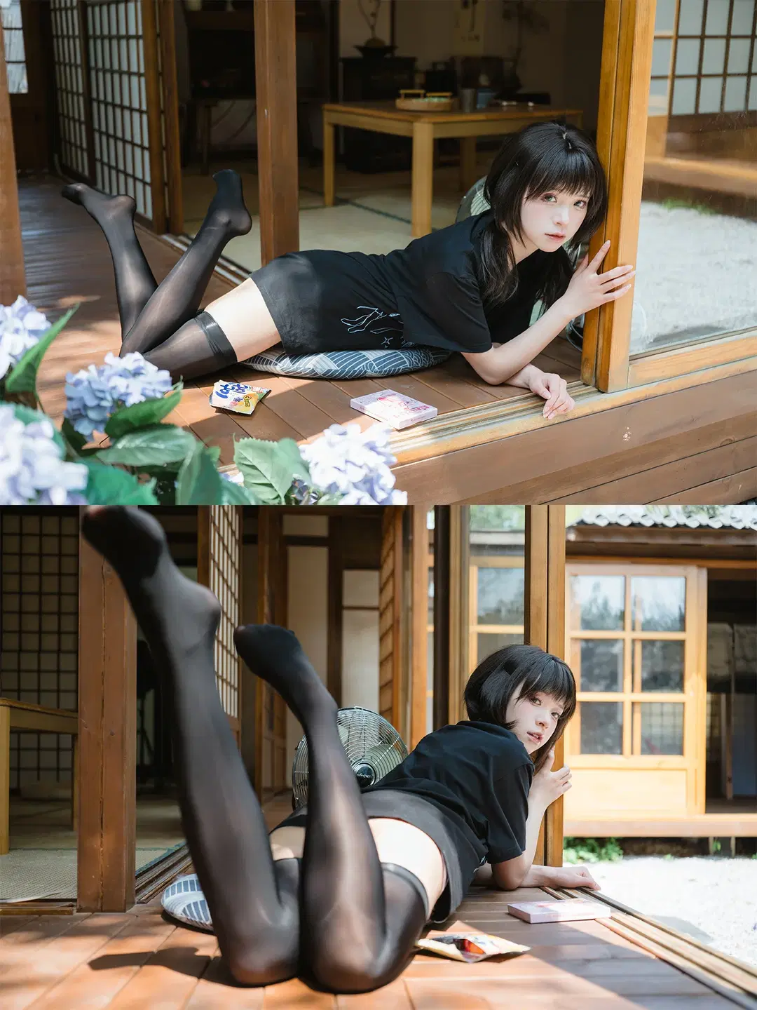 日系和风木屋里的黑T耳机少女 - HIRO_午饭饭 - 第12张