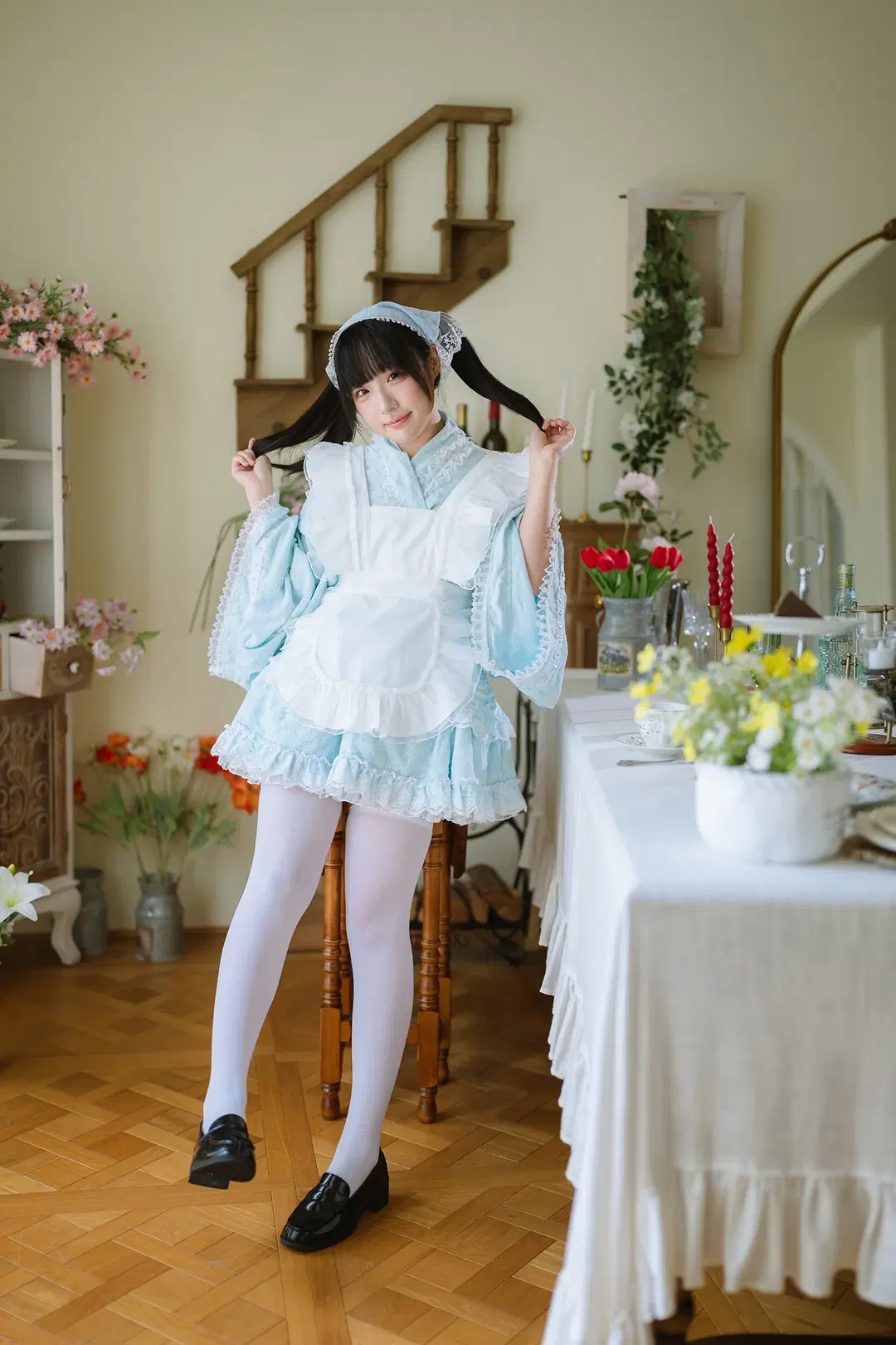 水色レースのメイド服とレトロ空間が織りなす夏の出逢い - HIRO_午饭饭 - 11枚目