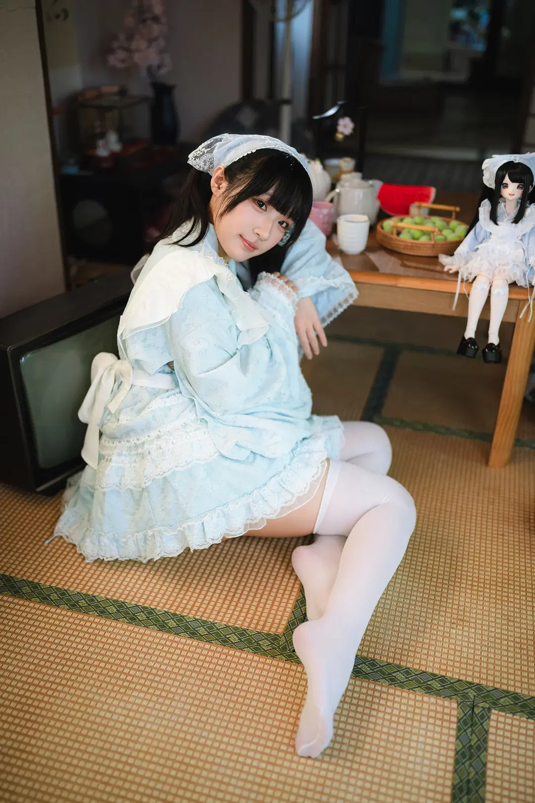 水色レースのメイド服とレトロ空間が織りなす夏の出逢い - HIRO_午饭饭 - 3枚目