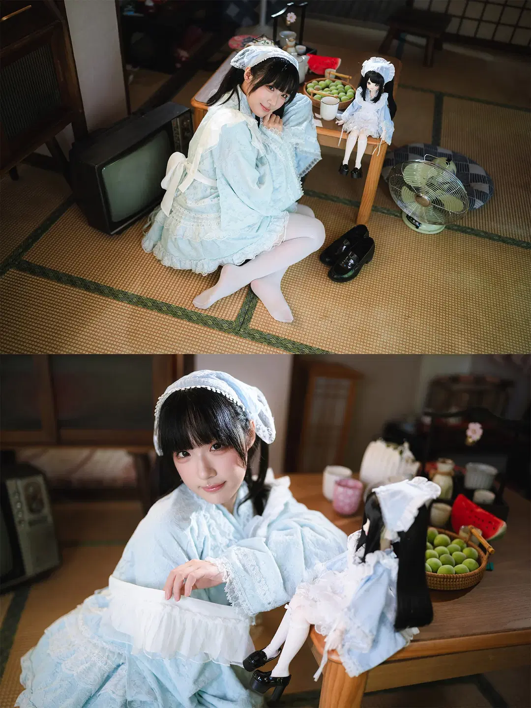 水色レースのメイド服とレトロ空間が織りなす夏の出逢い - HIRO_午饭饭 - 4枚目