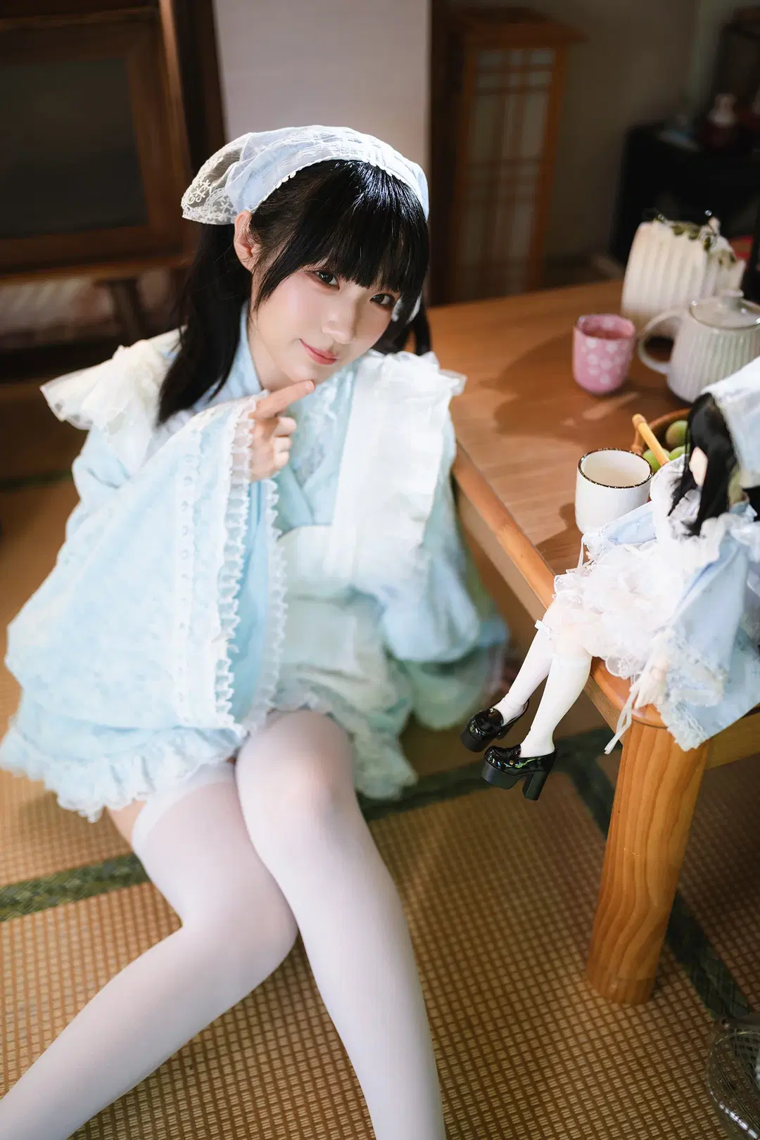 水色レースのメイド服とレトロ空間が織りなす夏の出逢い - HIRO_午饭饭 - 5枚目