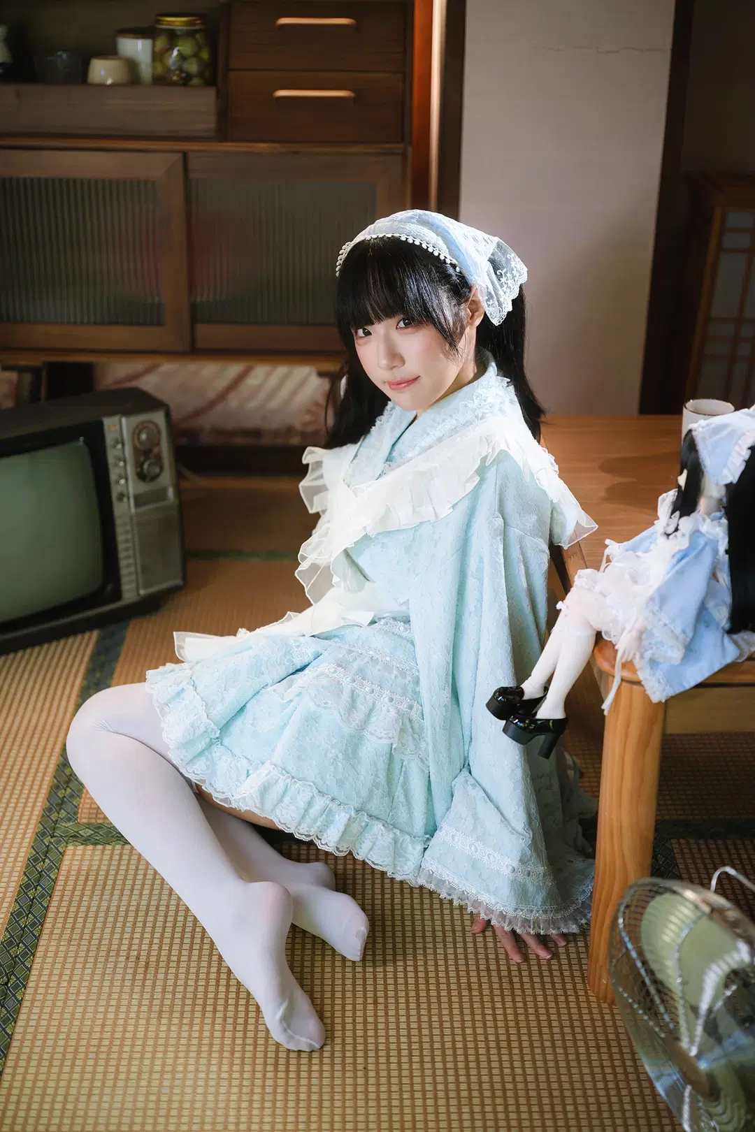 水色レースのメイド服とレトロ空間が織りなす夏の出逢い - HIRO_午饭饭 - 6枚目