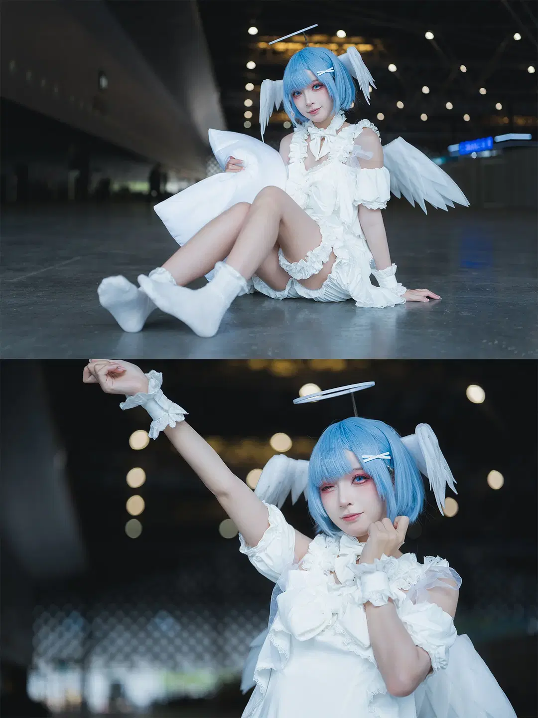 [Rem Cosplay] In Front of the Grand Floor-to-Ceiling Windows at Shanghai P&I Exhibition: The Blue-Haired Maiden in a White Dress Resting on Light and Shadow by HIRO_午饭饭 - Image 11