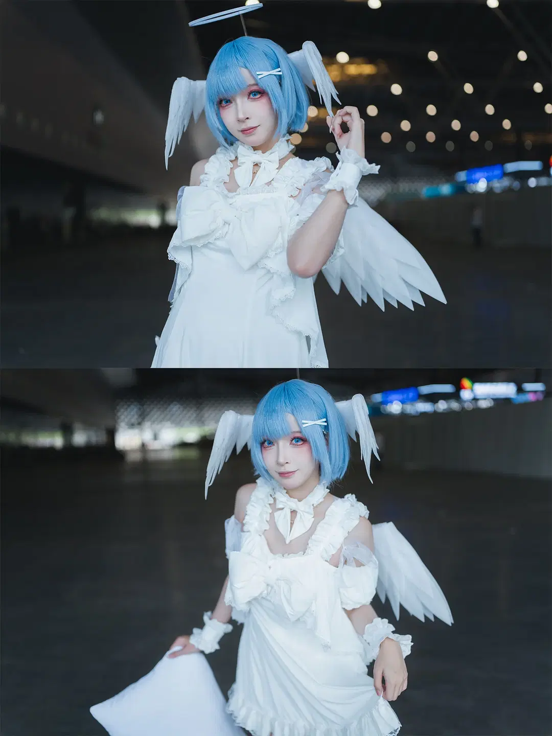 [Rem Cosplay] In Front of the Grand Floor-to-Ceiling Windows at Shanghai P&I Exhibition: The Blue-Haired Maiden in a White Dress Resting on Light and Shadow by HIRO_午饭饭 - Image 8