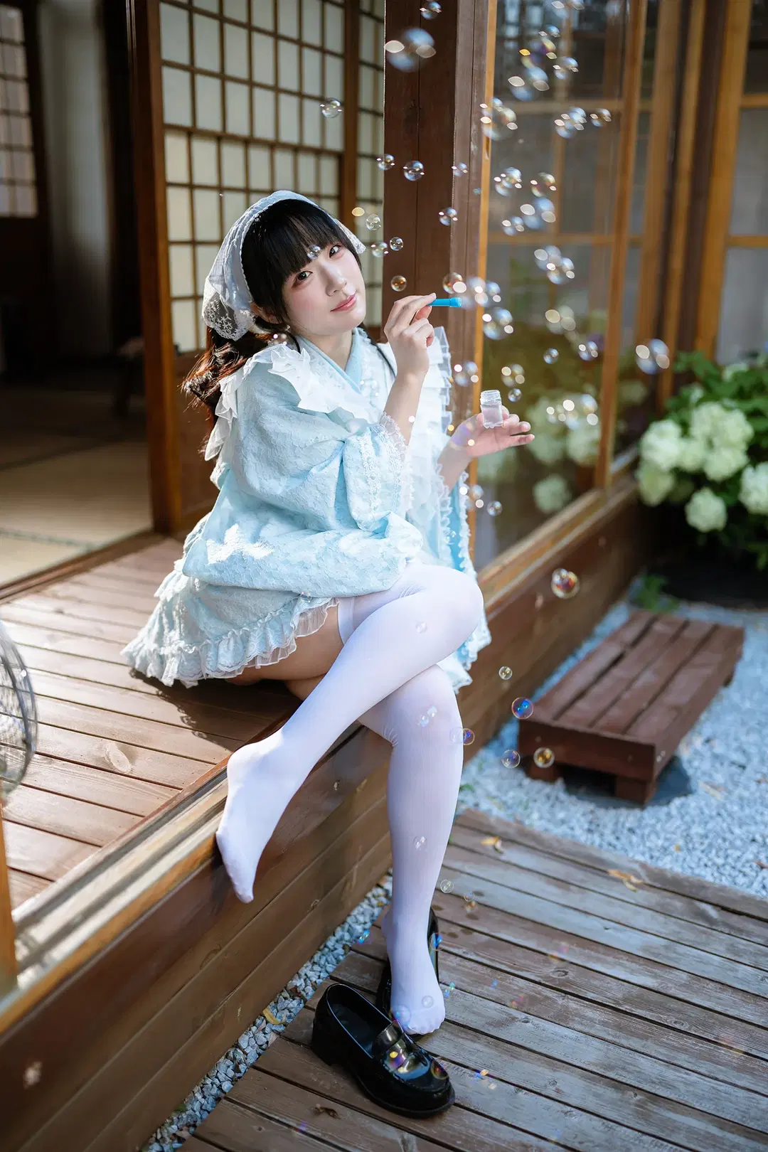 白丝, 女仆装cos, 洛丽塔cos, 人偶少女, 日式庭院写真
