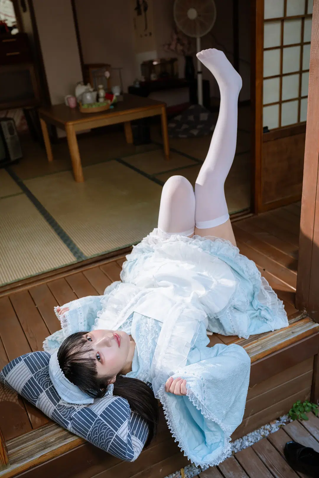 日式庭院裡的淺藍蕾絲與白絲泡泡夢 - HIRO_午饭饭 - 第16張