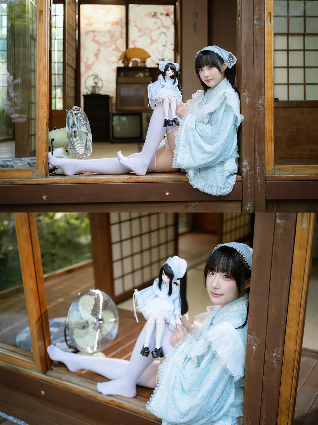 日式庭院裡的淺藍蕾絲與白絲泡泡夢 - HIRO_午饭饭 - 第4張