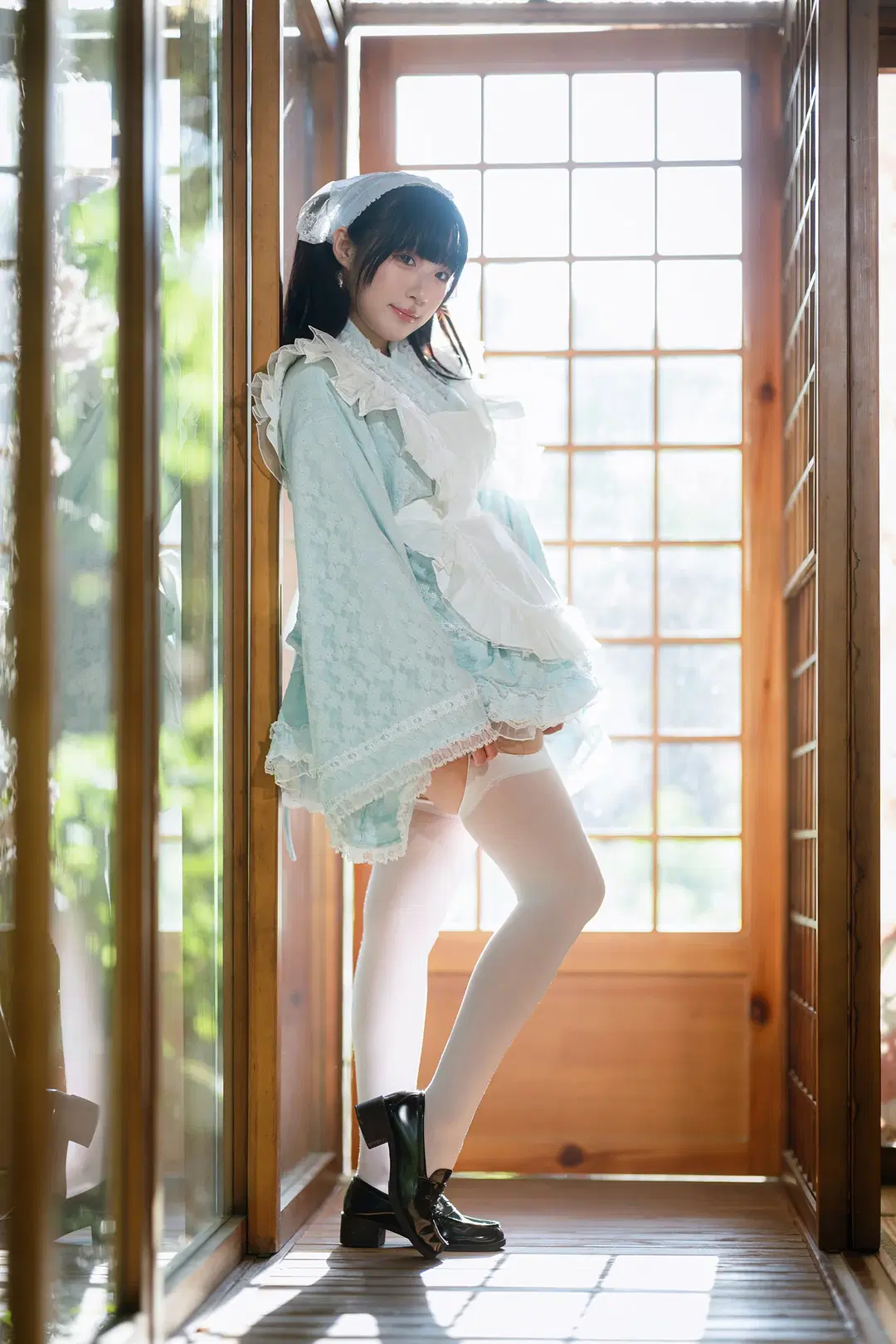 日式庭院裡的淺藍蕾絲與白絲泡泡夢 - HIRO_午饭饭 - 第5張