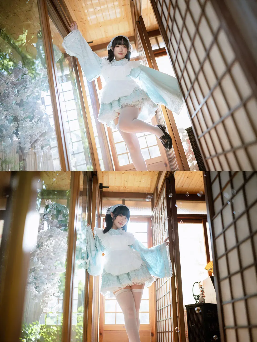 日式庭院裡的淺藍蕾絲與白絲泡泡夢 - HIRO_午饭饭 - 第6張