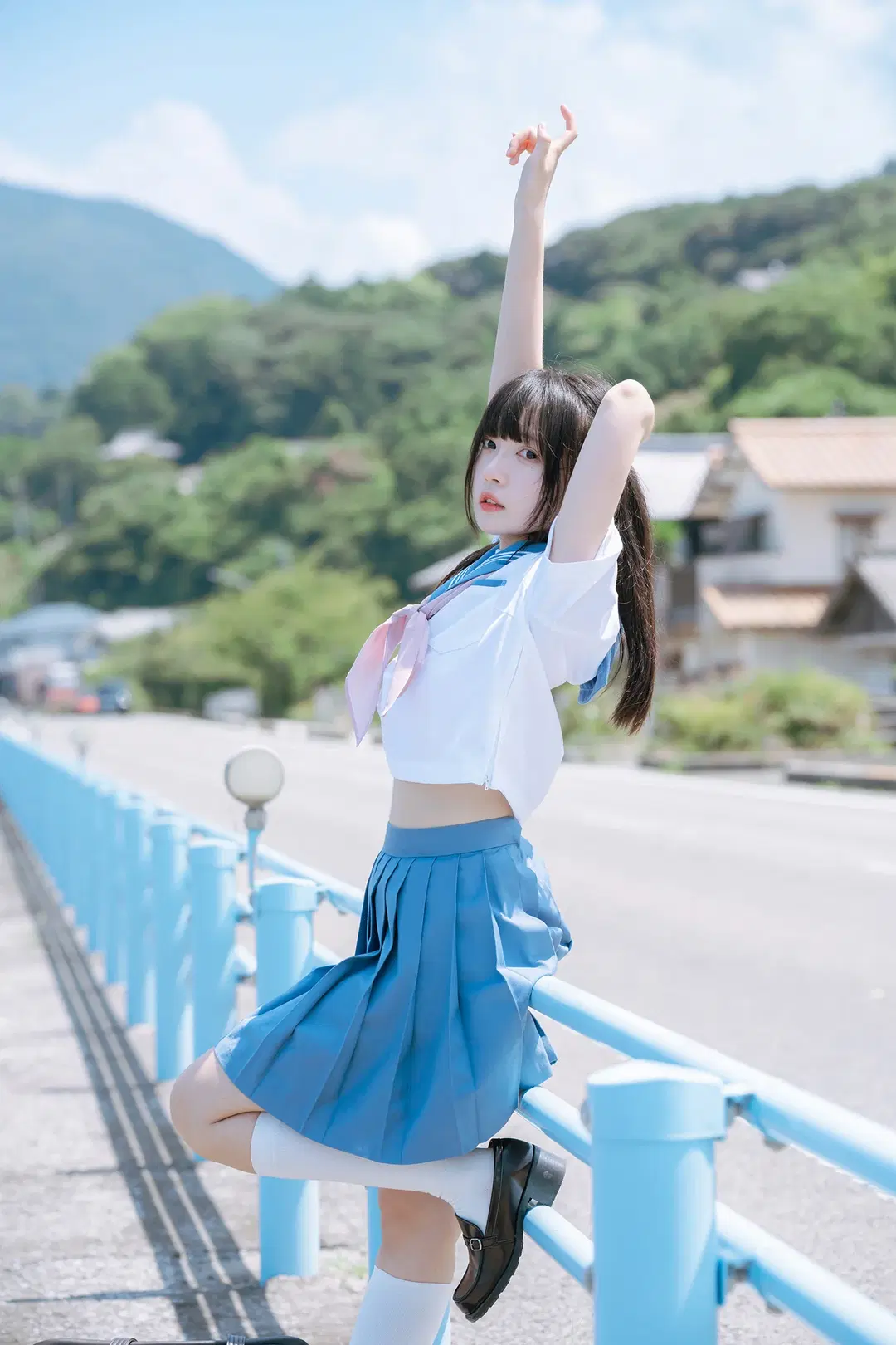 海边水手服双马尾，正午顶光下的日系氛围感写真 - HIRO_午饭饭 - 第12张