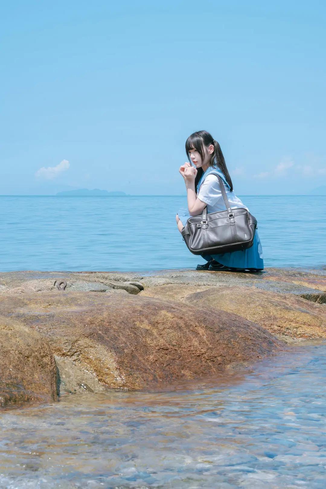海边水手服双马尾，正午顶光下的日系氛围感写真 - HIRO_午饭饭 - 第17张