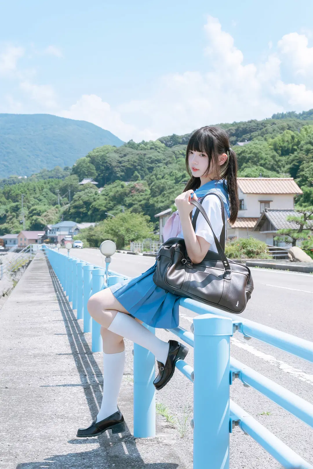 海边写真, 日系人像, 水手服cos, 白丝袜, 顶光摄影
