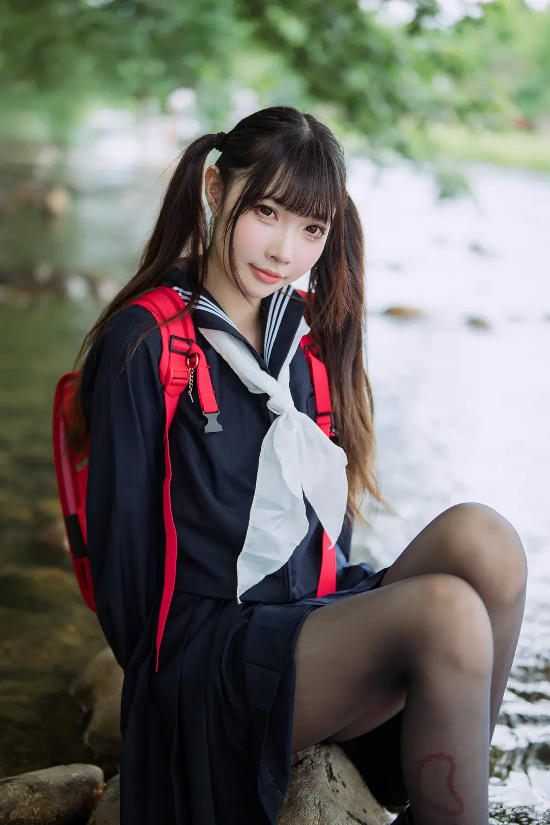 安吉的夏天，溪水里的水手服和黑丝 - HIRO_午饭饭 - 第10张