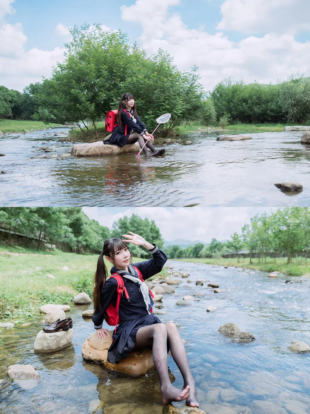 安吉的夏天，溪水里的水手服和黑丝 - HIRO_午饭饭 - 第5张