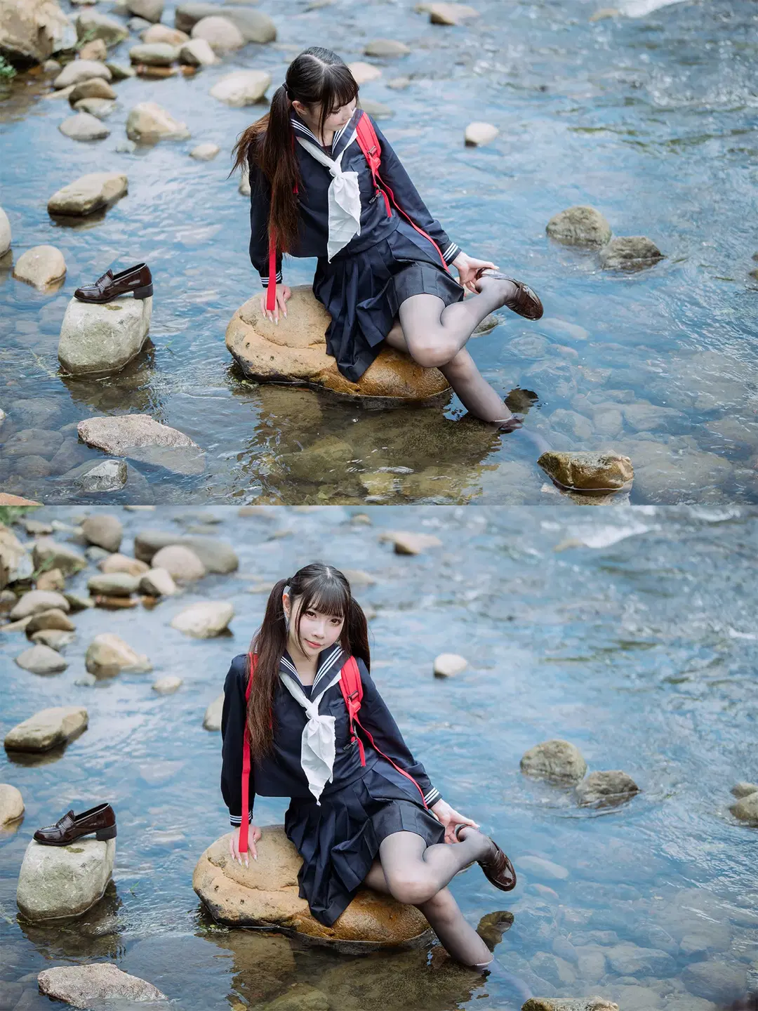 安吉的夏天，溪水里的水手服和黑丝 - HIRO_午饭饭 - 第7张