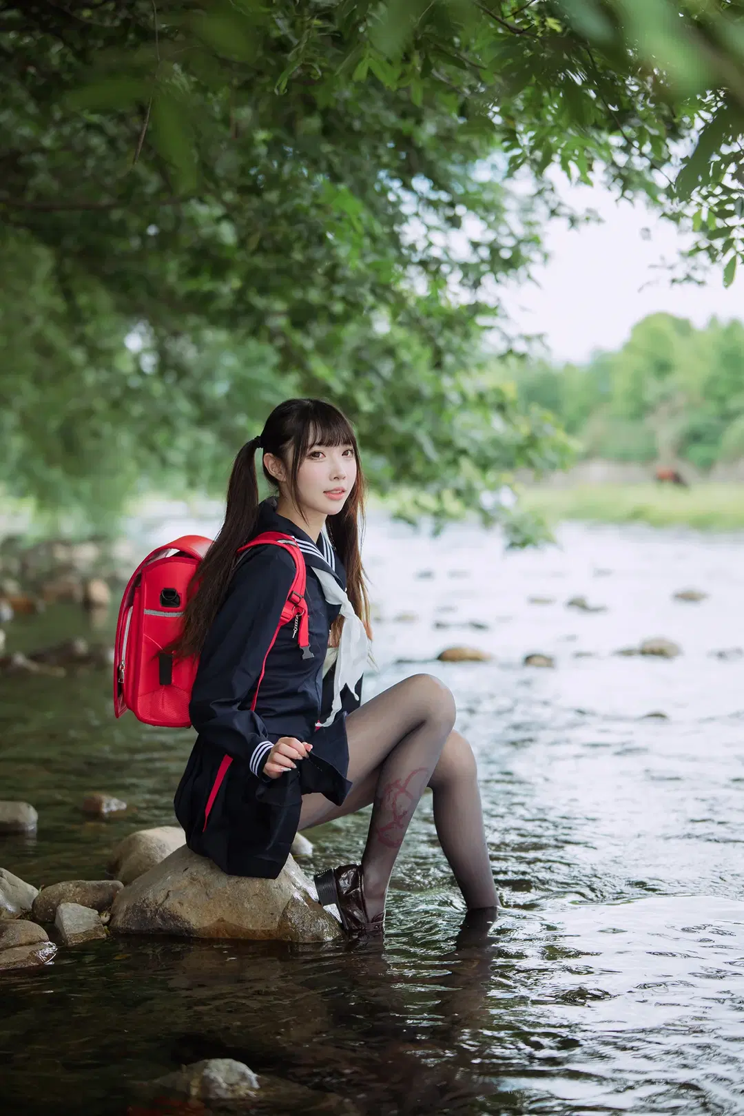 安吉的夏天，溪水里的水手服和黑丝 - HIRO_午饭饭 - 第9张