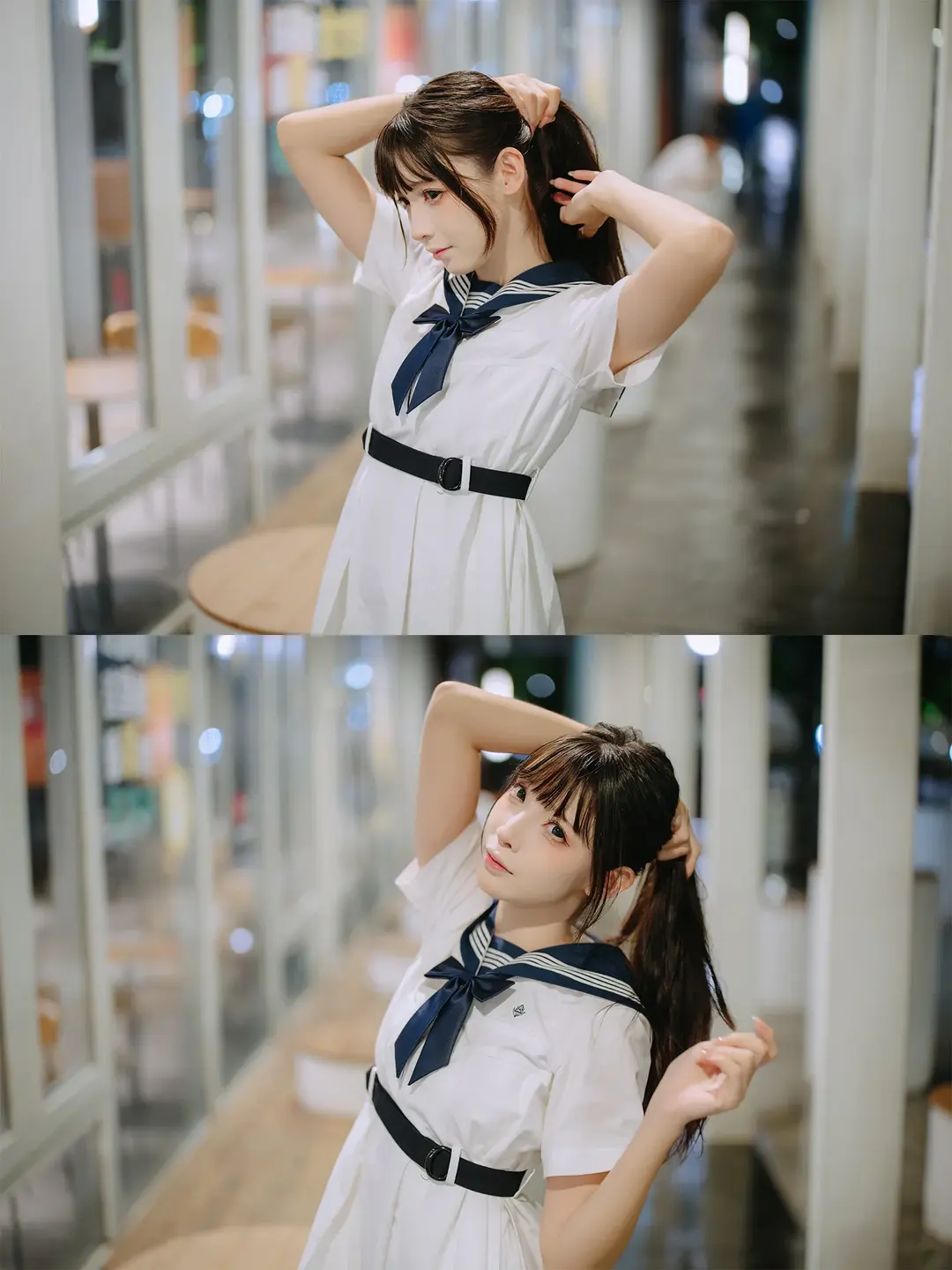 JK制服, 白丝, 水手服, 夜景摄影, 雨夜人像 - 第5张