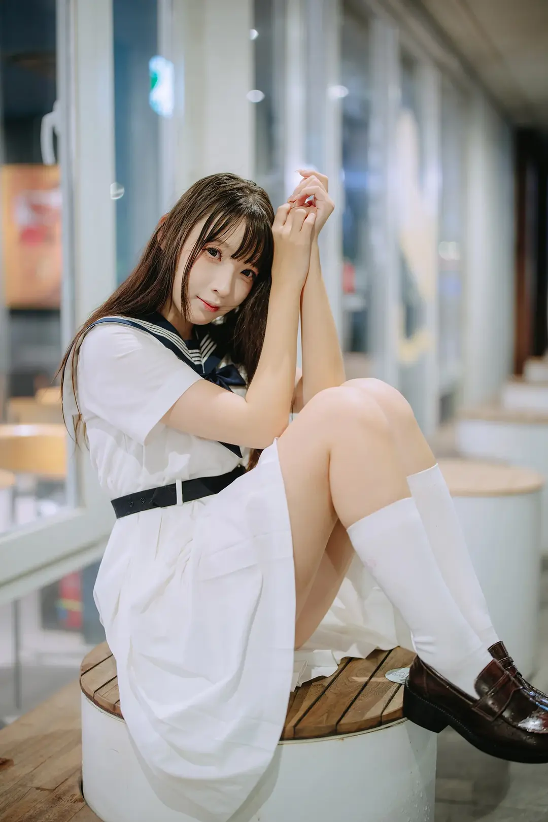 JK制服, 白丝, 水手服, 夜景摄影, 雨夜人像 - 第7张