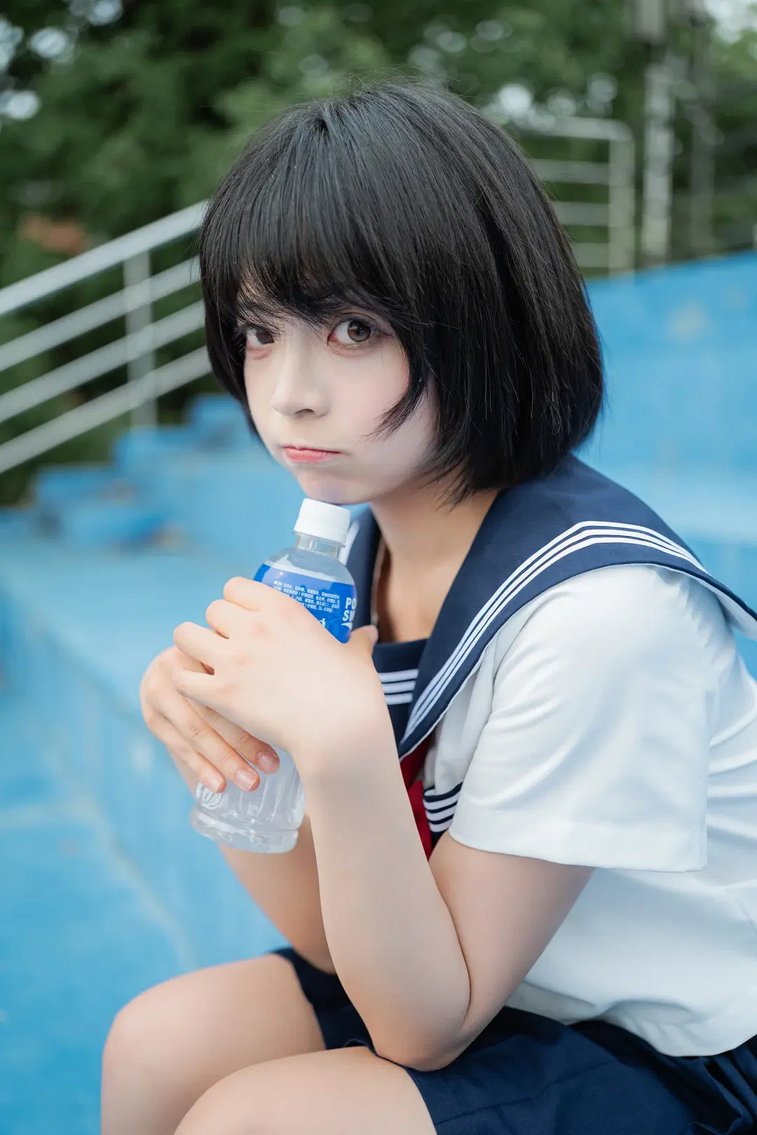 Basic Sailor suit Paired with Black knee-high socks: Japanese style photography at an Old Sports Field by HIRO_午饭饭 - Image 13
