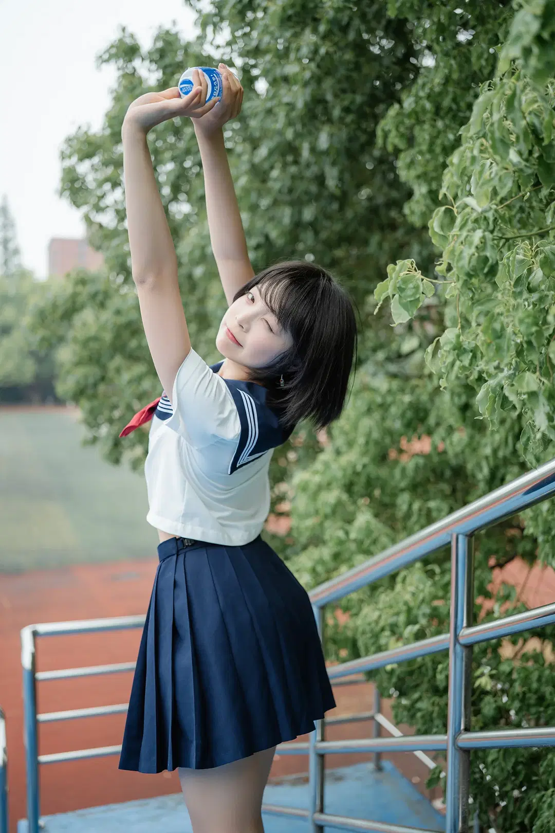Basic Sailor suit Paired with Black knee-high socks: Japanese style photography at an Old Sports Field by HIRO_午饭饭 - Image 8