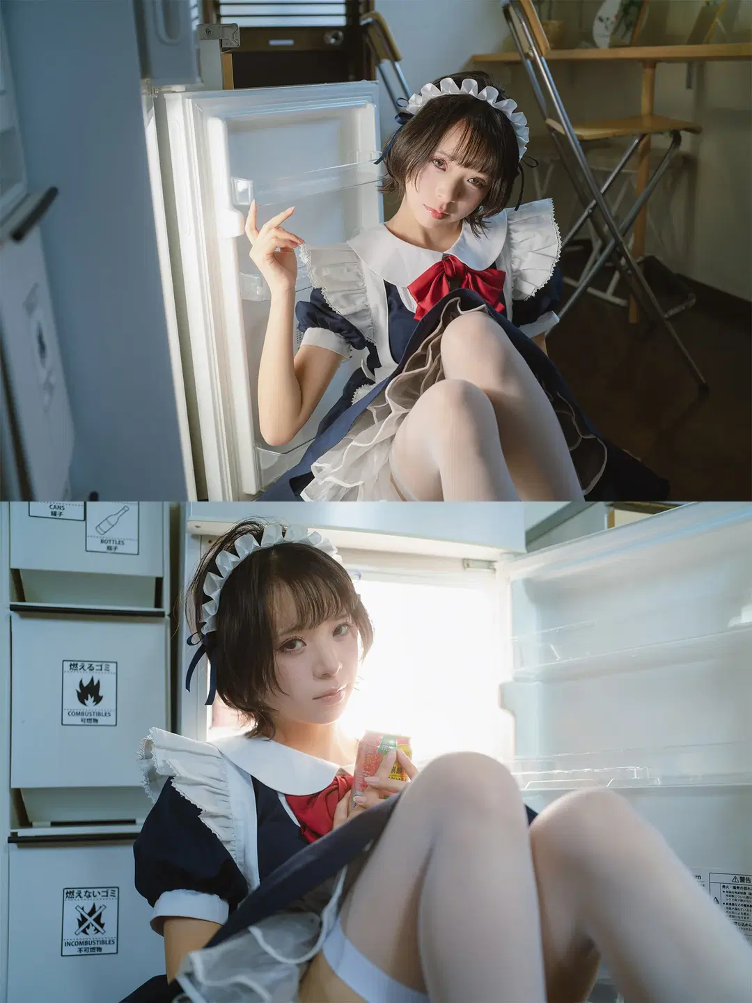 冰箱里的微醺女仆，白丝长腿真的很出片 - HIRO_午饭饭 - 第13张