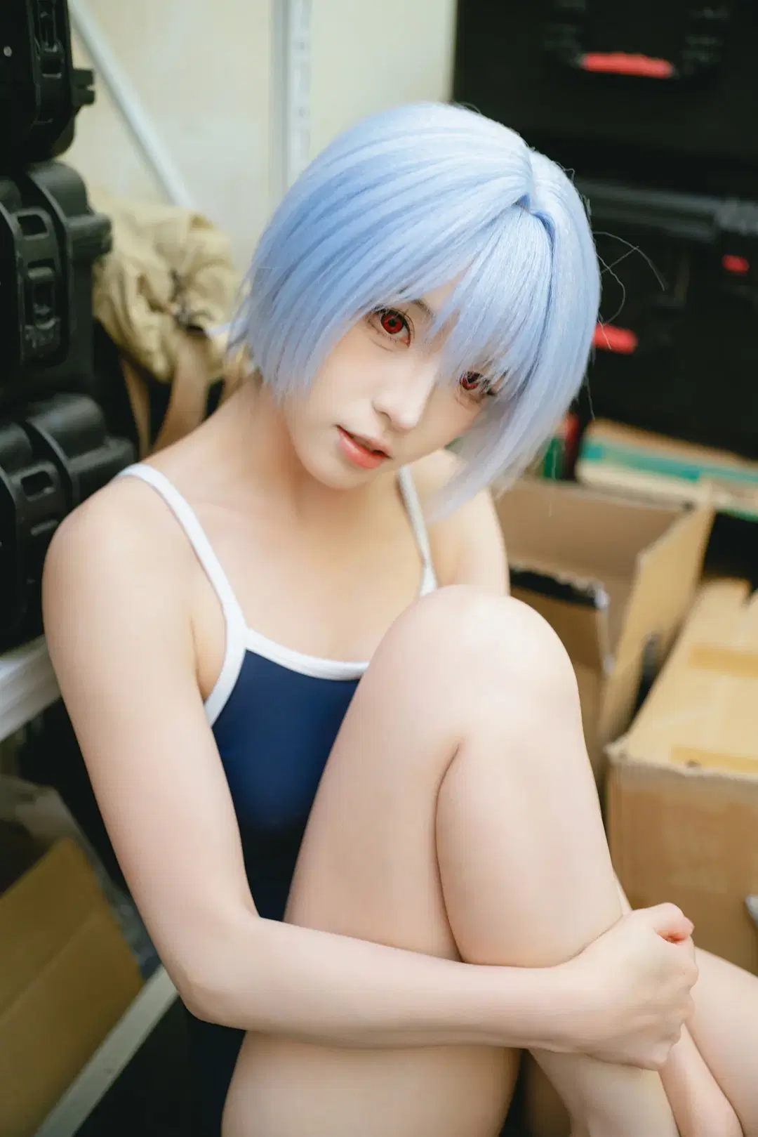 倉庫での青髪ショートと二次元ワンピース水着の撮影後記 - HIRO_午饭饭 - 7枚目