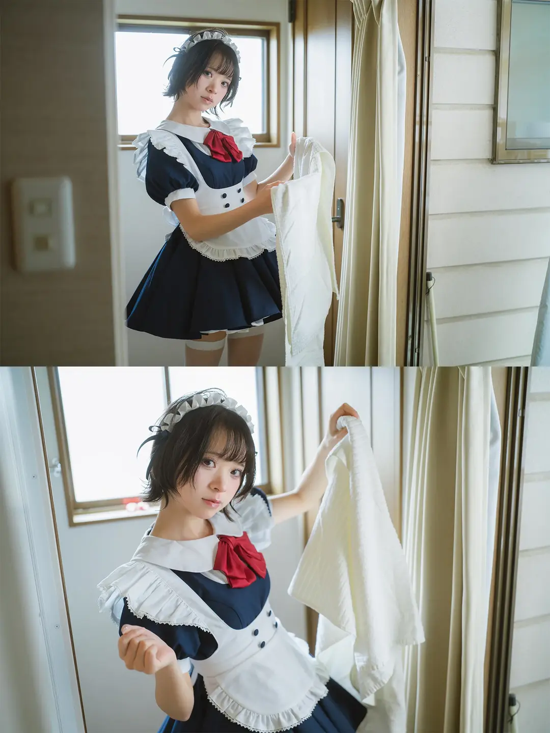 cosplay摄影, 女仆装cos, 白丝过膝袜, 浴室写真, 索尼A7R3 - 第8张