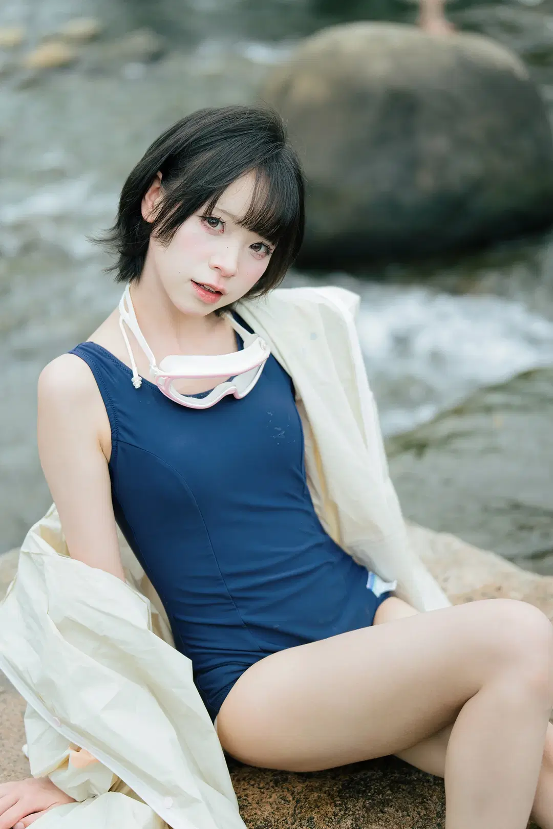 夏日溪流边的连体泳衣与黄雨靴写真 - HIRO_午饭饭 - 第13张