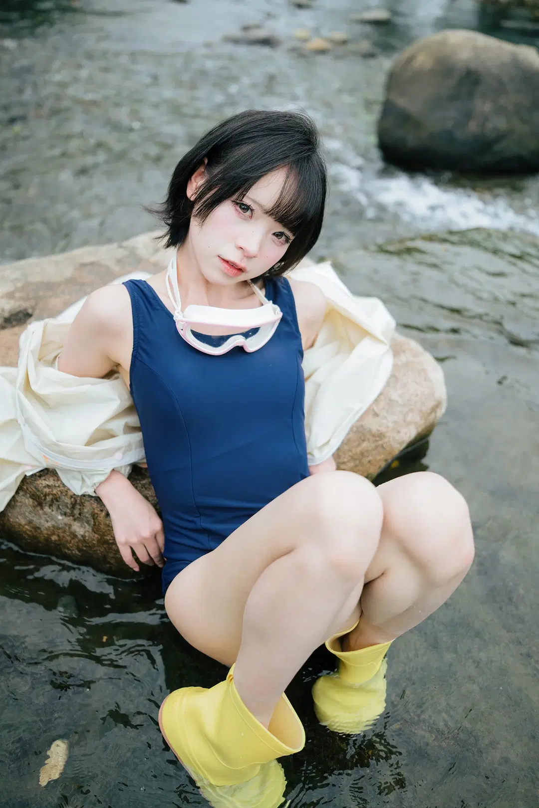 夏日溪流边的连体泳衣与黄雨靴写真 - HIRO_午饭饭 - 第18张