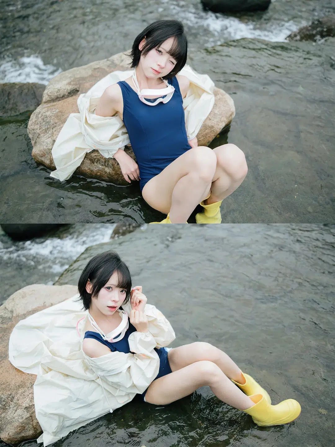 夏日溪流边的连体泳衣与黄雨靴写真 - HIRO_午饭饭 - 第7张