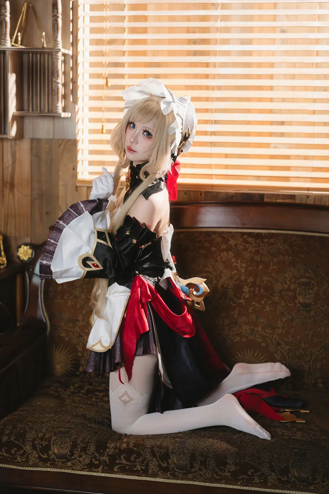 桑多涅cos, 原神, cosplay, 复古书房, 白色丝袜