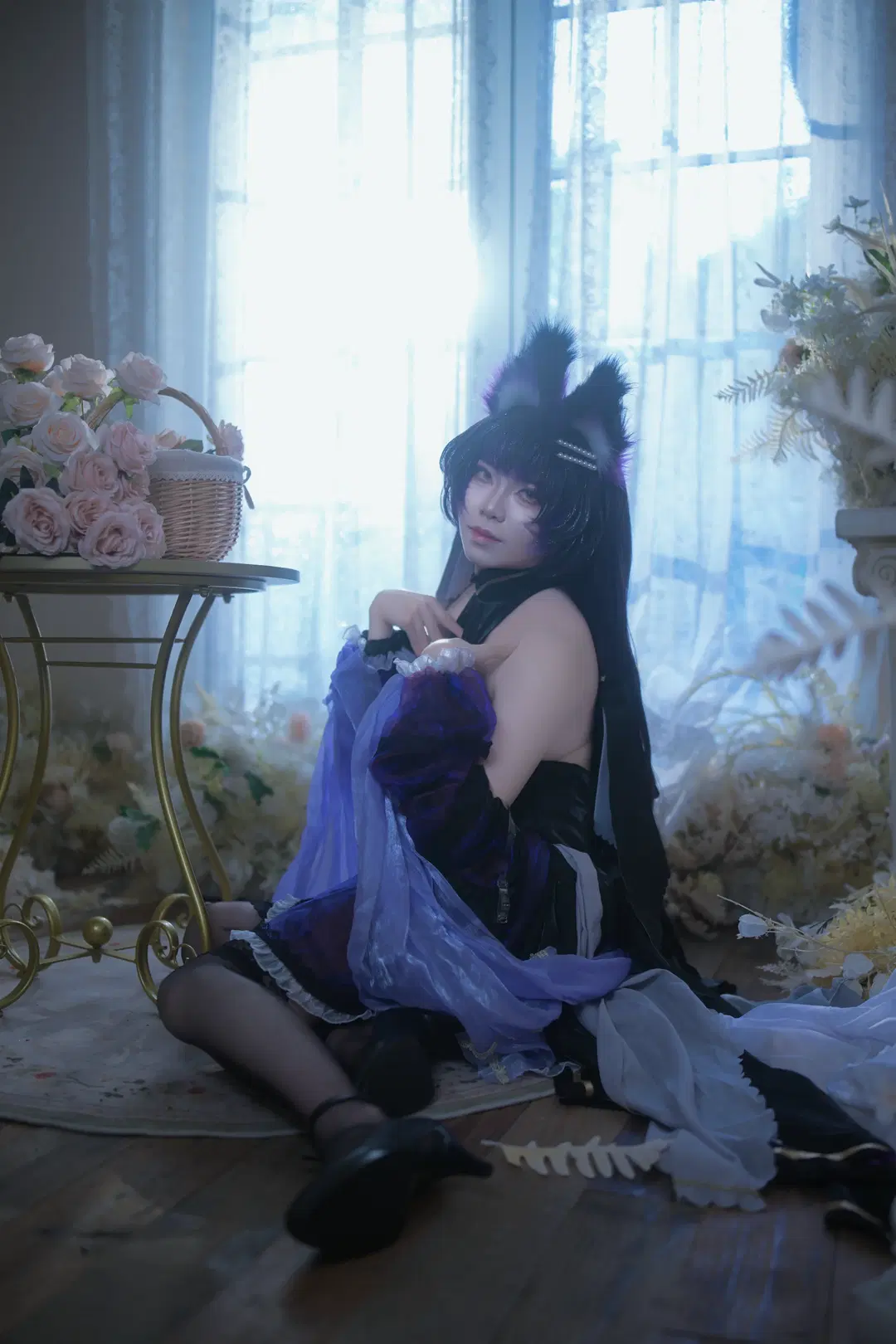 【武蔵コスプレ】アズールレーン 誓約ドレス、紫黒のストッキングと獣耳が織りなす華麗なる衝突 - Lyuuu - 7枚目
