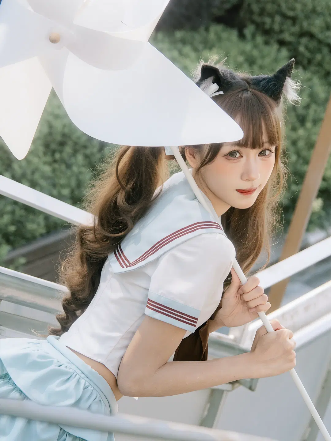 夏日楼梯间的双马尾水手服少女写真 - 北面色影 - 第18张