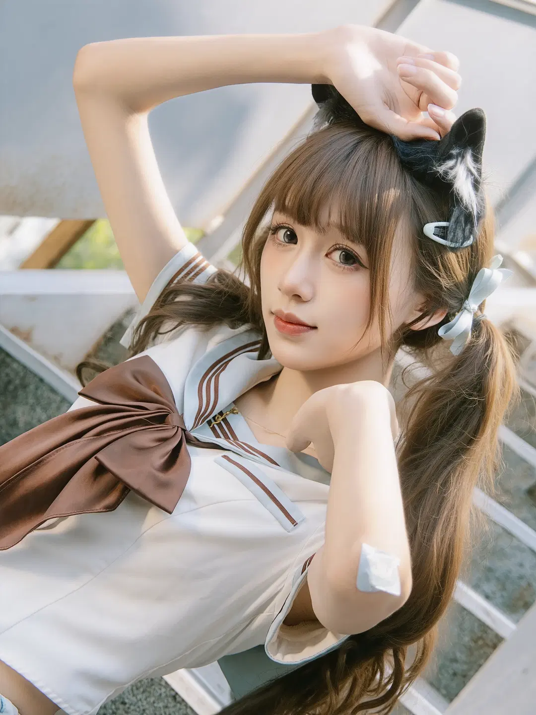 夏日楼梯间的双马尾水手服少女写真 - 北面色影 - 第2张