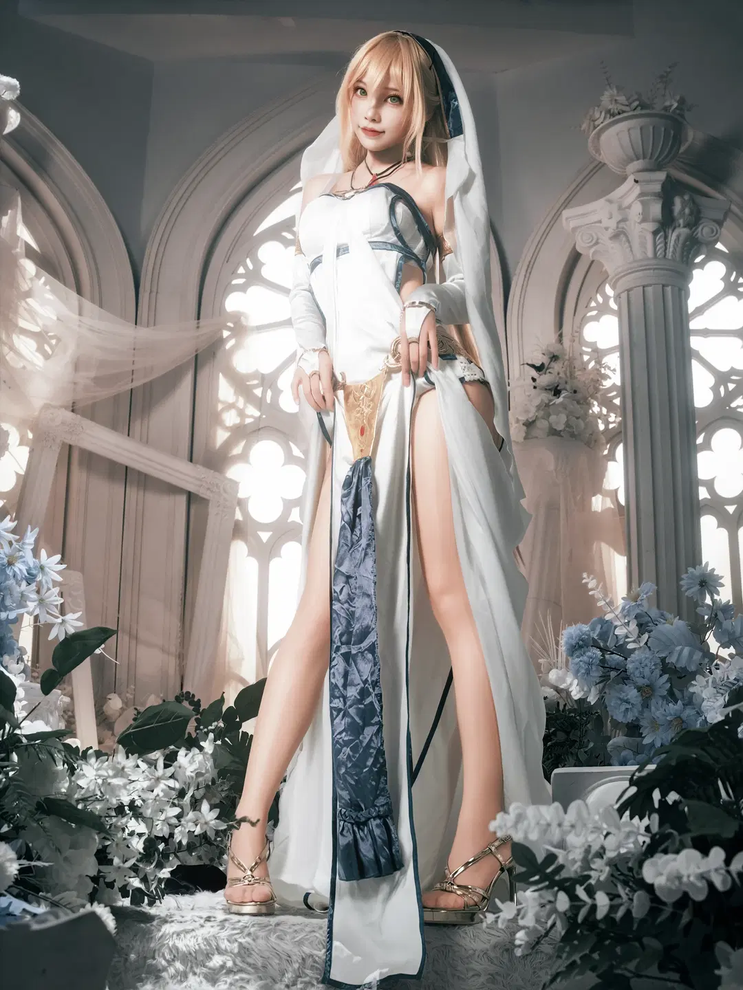 cosplay, 哥布林殺手, 絲襪, 高開叉長裙, 聖女cos