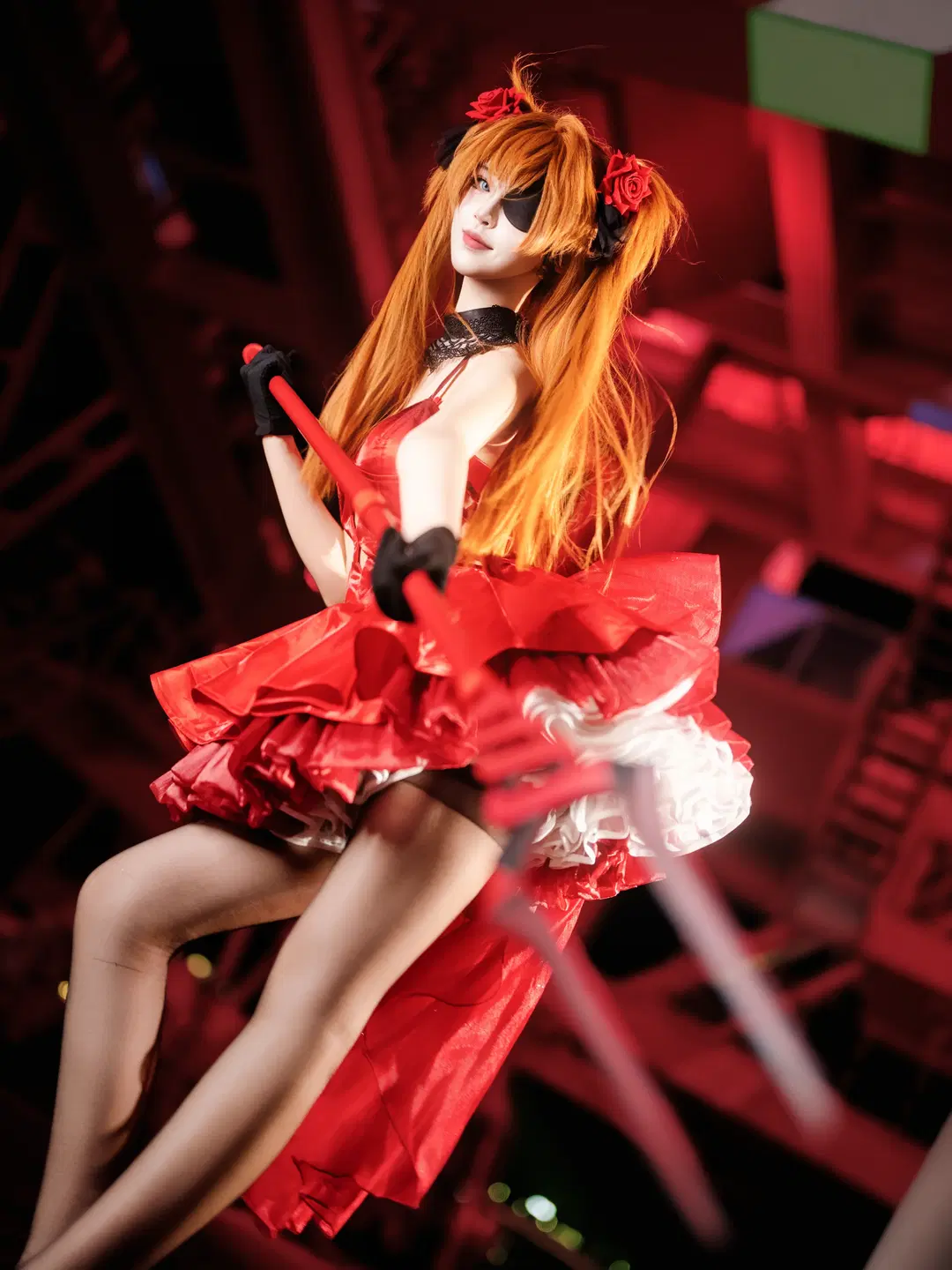 【アスカコスプレ】『新世紀エヴァンゲリオン』夜景に咲く真紅と漆黒の衝突 - 北面色影 - 17枚目